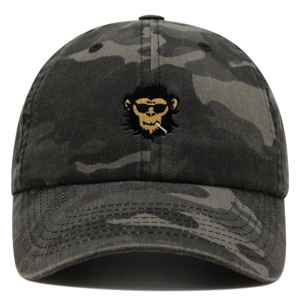 Smoking Monkey Premium Dad Hat Embroidered Baseball Cap Wild Animal Funny