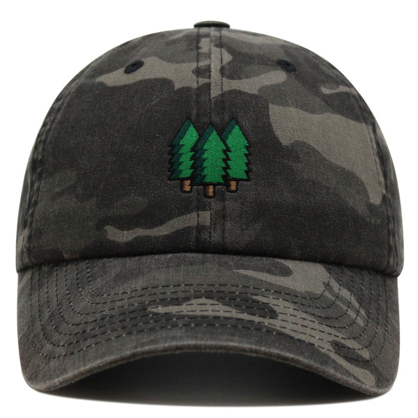 Trees Premium Dad Hat Embroidered Baseball Cap Forest Hiking