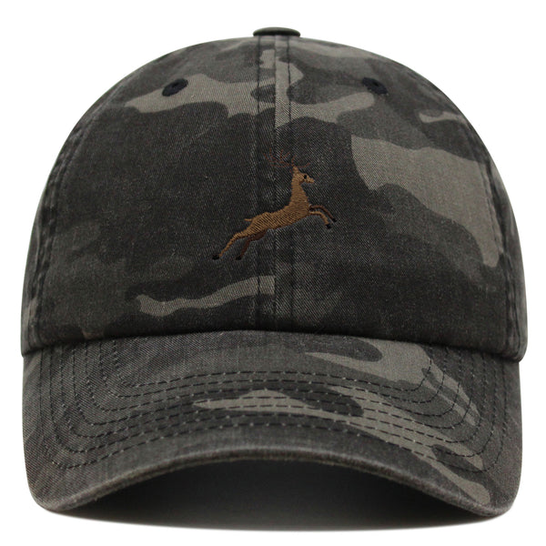 Deer Premium Dad Hat Embroidered Baseball Cap Hunting Jumping