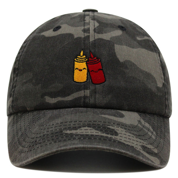 Ketchup and Mustard Premium Dad Hat Embroidered Baseball Cap Foodie Sauces Ketchut Mustard