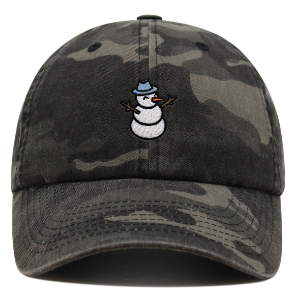 Snowman Premium Dad Hat Embroidered Baseball Cap Winter Snow