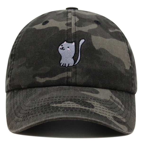 Meow Premium Dad Hat Embroidered Baseball Cap Cat Kitty