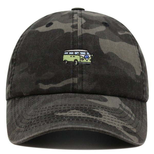 Hippie Bus Premium Dad Hat Embroidered Baseball Cap Surfing RV