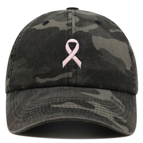 Pink Ribbon Premium Dad Hat Embroidered Baseball Cap Breast Cancer