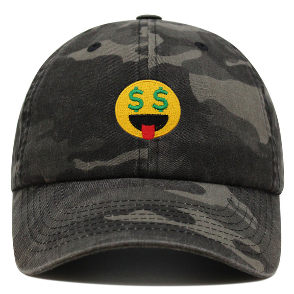 Money Eyes Emoji Premium Dad Hat Embroidered Baseball Cap Funny