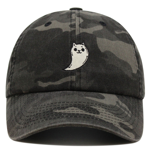 Ghost Cat  Premium Dad Hat Embroidered Baseball Cap Cute