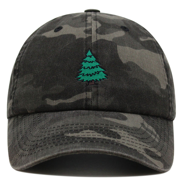 Pine Tree Premium Dad Hat Embroidered Baseball Cap Forest Camping