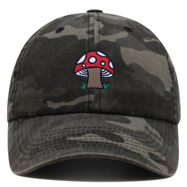 Mushrooms Premium Dad Hat Embroidered Baseball Cap White Polka Dot