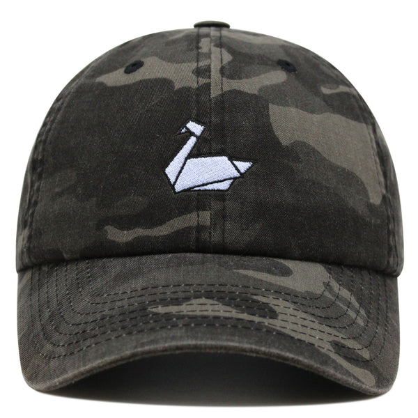 Paper Swan Premium Dad Hat Embroidered Baseball Cap Origami