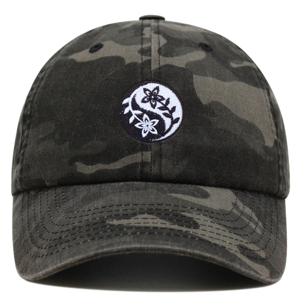 Flower Ying Yang Premium Dad Hat Embroidered Cotton Baseball Cap Symbol