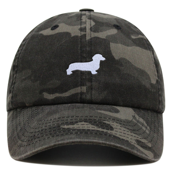 Dachshund Silhouette Premium Dad Hat Embroidered Cotton Baseball Cap Outline