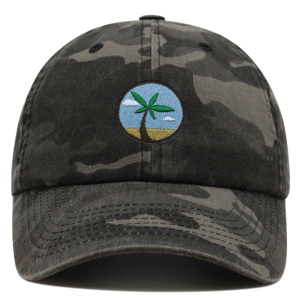 Oasis Palm Tree Premium Dad Hat Embroidered Cotton Baseball Cap