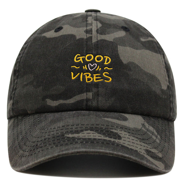 Good Vibes Premium Dad Hat Embroidered Cotton Baseball Cap Cute Funny