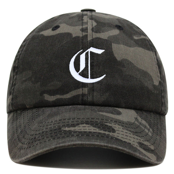 Old English Letter C Premium Dad Hat Embroidered Cotton Baseball Cap English Alphabet