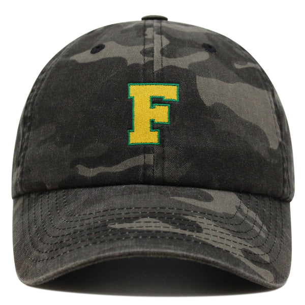 Initial F College Letter Premium Dad Hat Embroidered Cotton Baseball Cap Yellow Alphabet