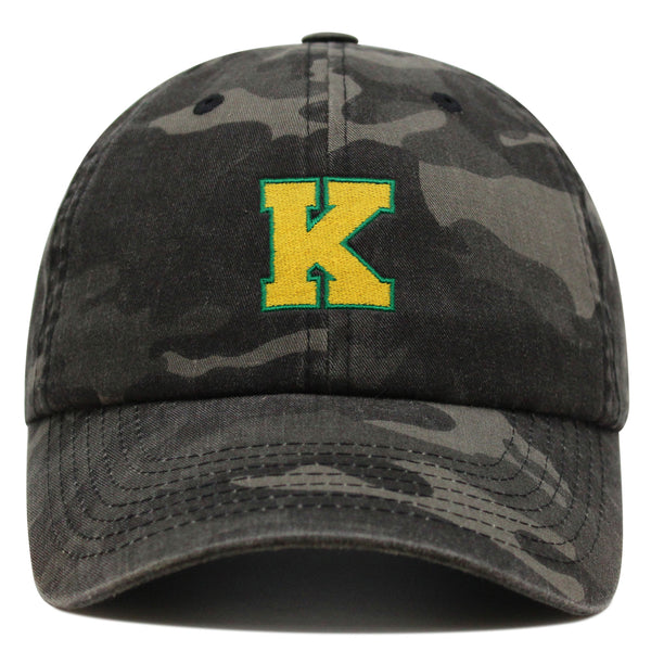 Initial K College Letter Premium Dad Hat Embroidered Cotton Baseball Cap Yellow Alphabet