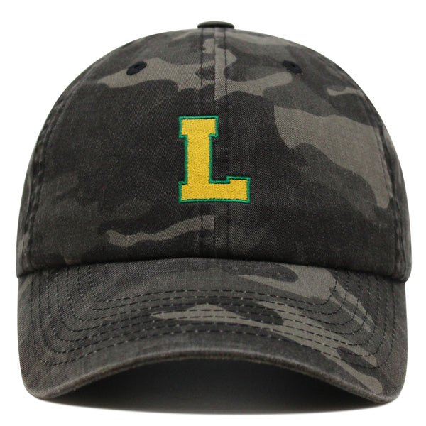 Initial L College Letter Premium Dad Hat Embroidered Cotton Baseball Cap Yellow Alphabet