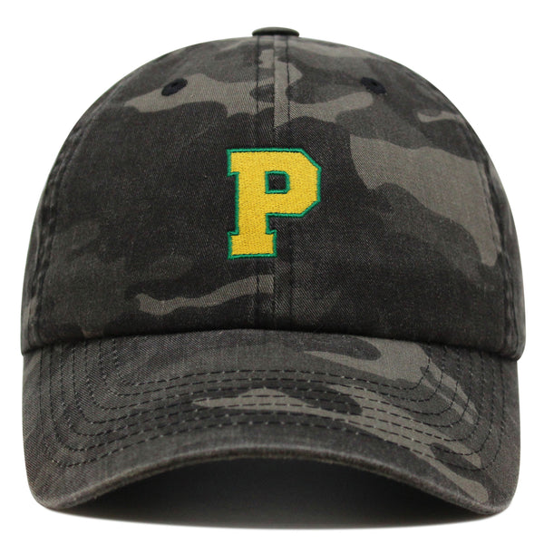 Initial P College Letter Premium Dad Hat Embroidered Cotton Baseball Cap Yellow Alphabet