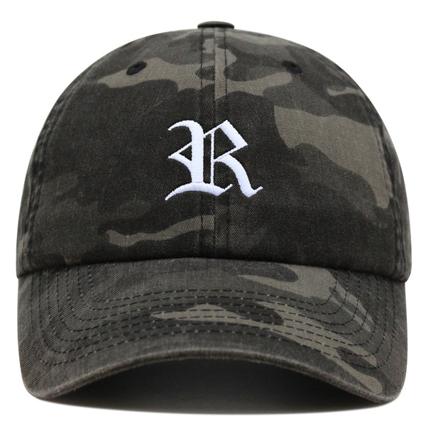 Old English Letter R Premium Dad Hat Embroidered Cotton Baseball Cap English Alphabet