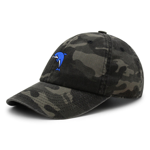 Blue Dolphin Premium Dad Hat Embroidered Cotton Baseball Cap Aquarium Florida