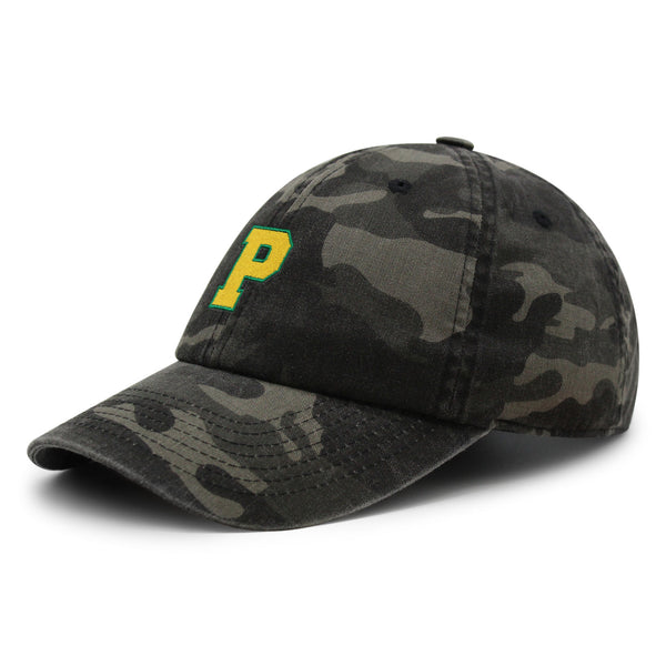 Initial P College Letter Premium Dad Hat Embroidered Cotton Baseball Cap Yellow Alphabet