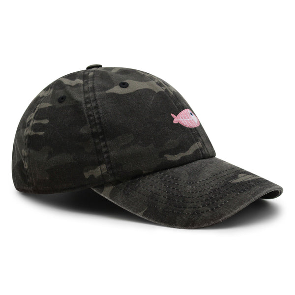 Fishbone Premium Dad Hat Embroidered Baseball Cap Pink Bone