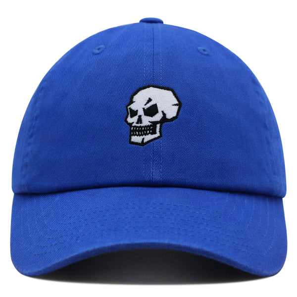 Skull Side View Premium Dad Hat Embroidered Baseball Cap Grunge