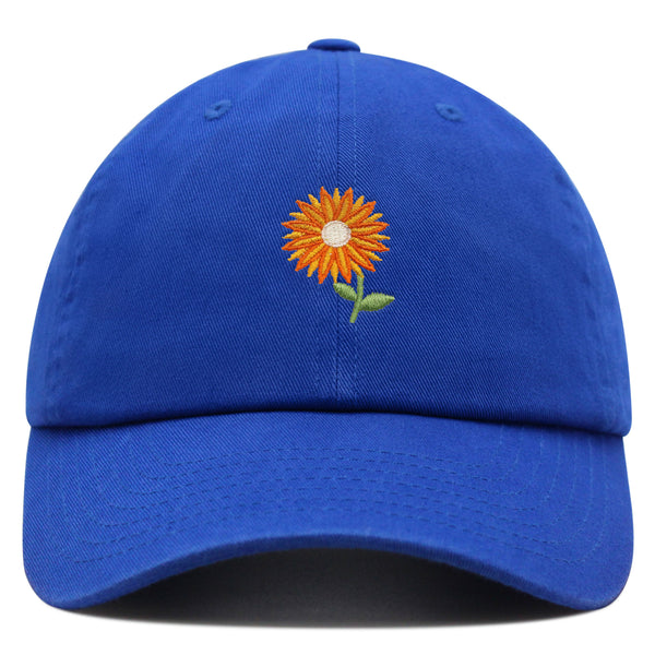 Orange Flower Premium Dad Hat Embroidered Baseball Cap Floral