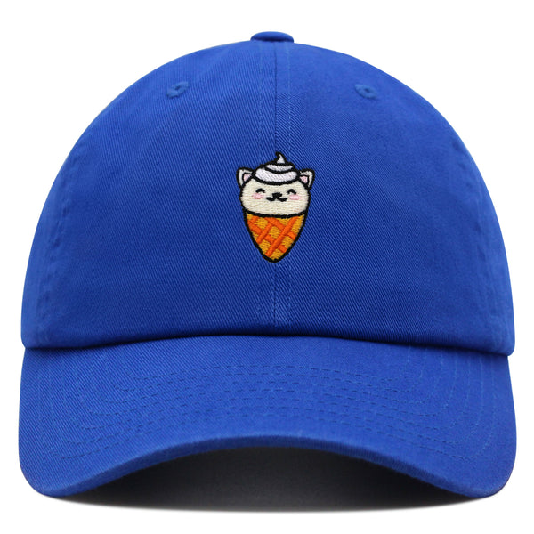 Ice Cream Cat Premium Dad Hat Embroidered Baseball Cap Ice Cream Foodie