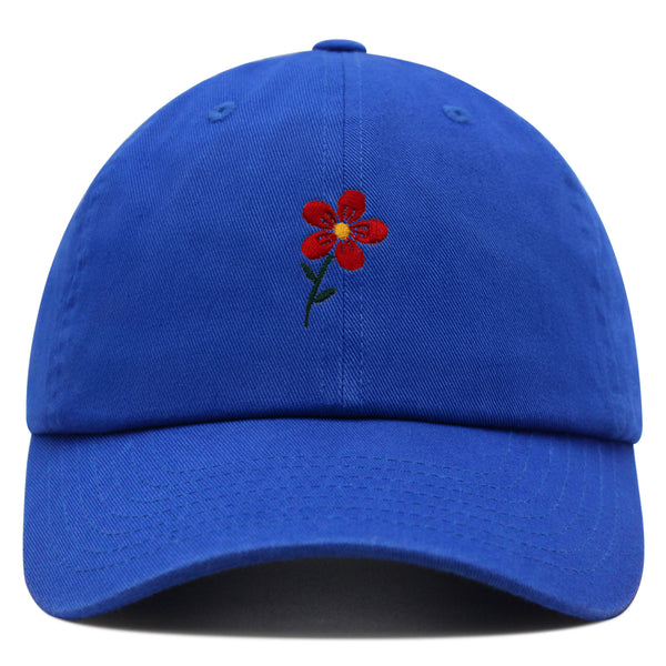 Red Flower Premium Dad Hat Embroidered Baseball Cap Floral