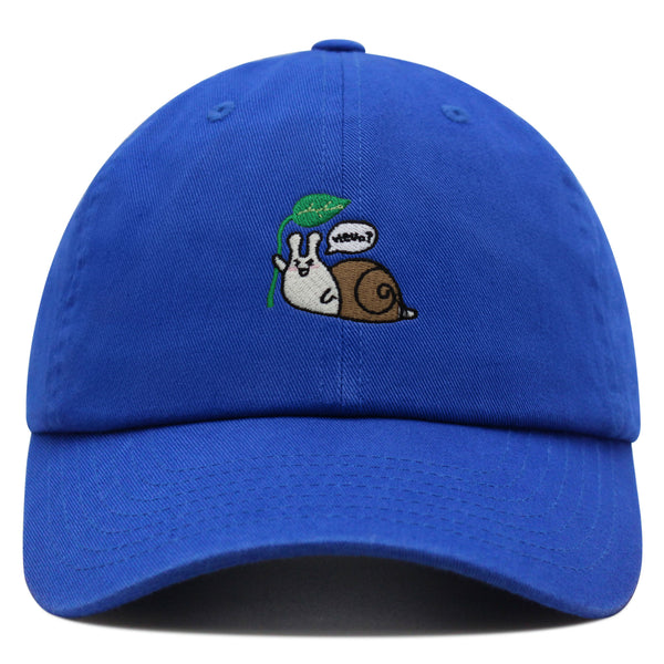 Hello Snail Premium Dad Hat Embroidered Baseball Cap Cute Character