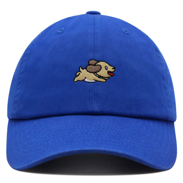 Cute Dog Running Premium Dad Hat Embroidered Cotton Baseball Cap Puppy Run