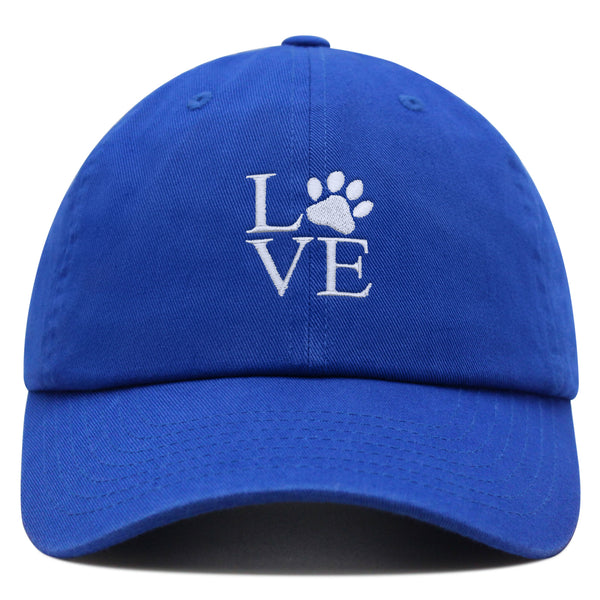 Love Paw Premium Dad Hat Embroidered Cotton Baseball Cap Love Sign