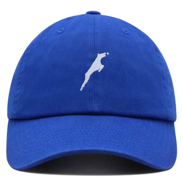 Jumping Dog Silhouette Premium Dad Hat Embroidered Cotton Baseball Cap Outline