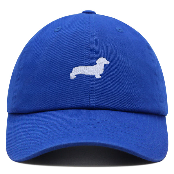 Dachshund Silhouette Premium Dad Hat Embroidered Cotton Baseball Cap Outline