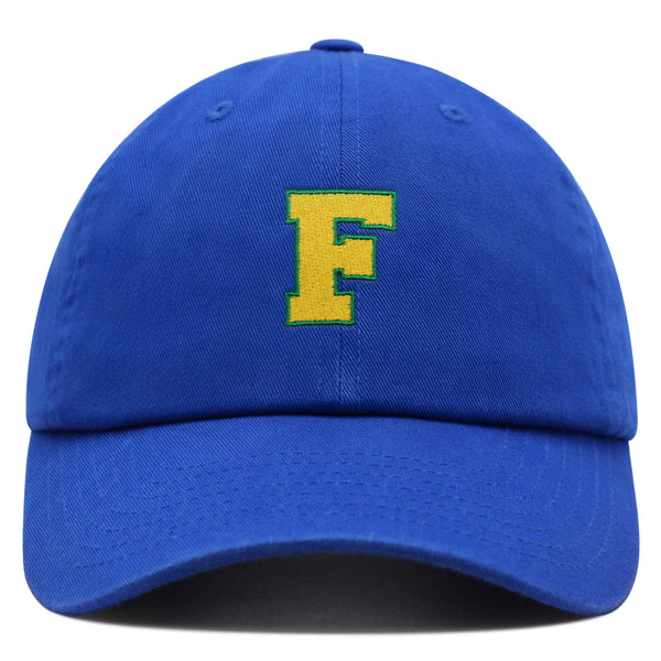 Initial F College Letter Premium Dad Hat Embroidered Cotton Baseball Cap Yellow Alphabet