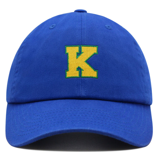 Initial K College Letter Premium Dad Hat Embroidered Cotton Baseball Cap Yellow Alphabet