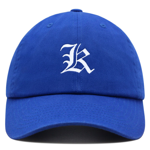 Old English Letter K Premium Dad Hat Embroidered Cotton Baseball Cap English Alphabet