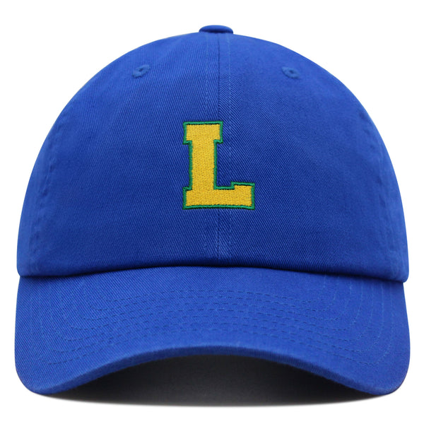 Initial L College Letter Premium Dad Hat Embroidered Cotton Baseball Cap Yellow Alphabet