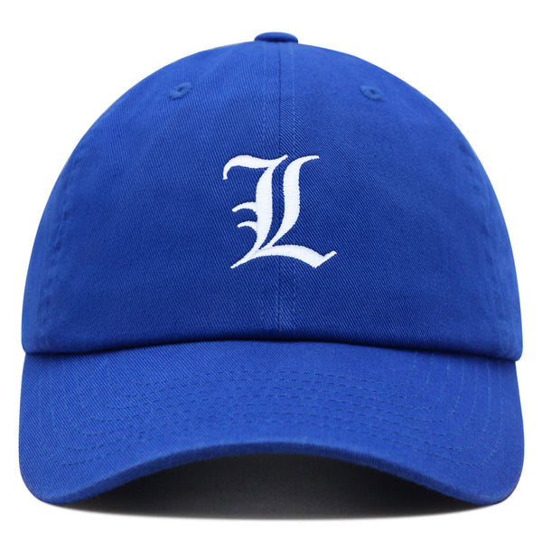 Old English Letter L Premium Dad Hat Embroidered Cotton Baseball Cap English Alphabet