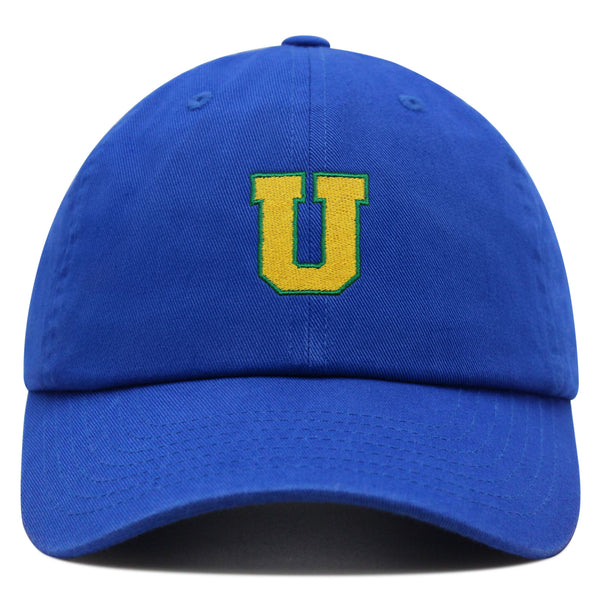 Initial U College Letter Premium Dad Hat Embroidered Cotton Baseball Cap Yellow Alphabet