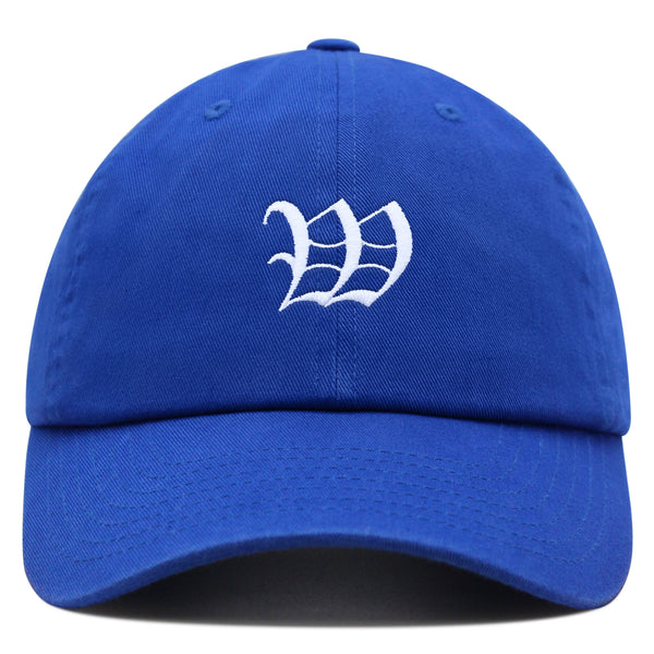 Old English Letter W Premium Dad Hat Embroidered Cotton Baseball Cap English Alphabet