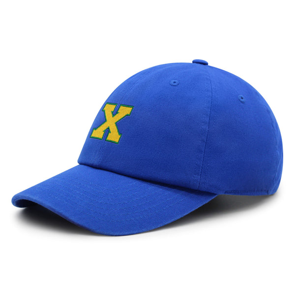 Initial X College Letter Premium Dad Hat Embroidered Cotton Baseball Cap Yellow Alphabet