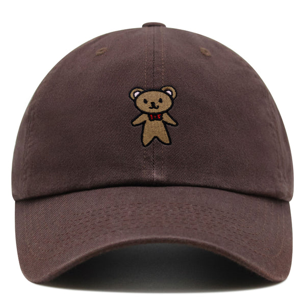 Teddy Bear Premium Dad Hat Embroidered Baseball Cap Ribbon Brown