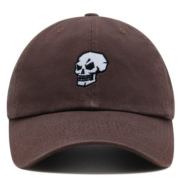 Skull Side View Premium Dad Hat Embroidered Baseball Cap Grunge