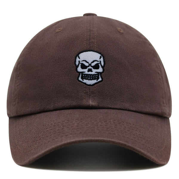 Skull Front View Premium Dad Hat Embroidered Baseball Cap Grunge