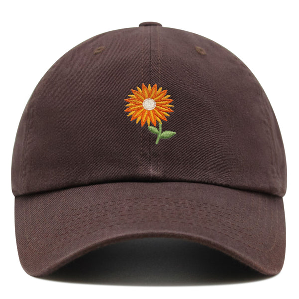 Orange Flower Premium Dad Hat Embroidered Baseball Cap Floral