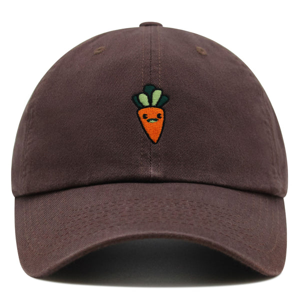 Smiling Carrot Premium Dad Hat Embroidered Baseball Cap Vegetable Vegan