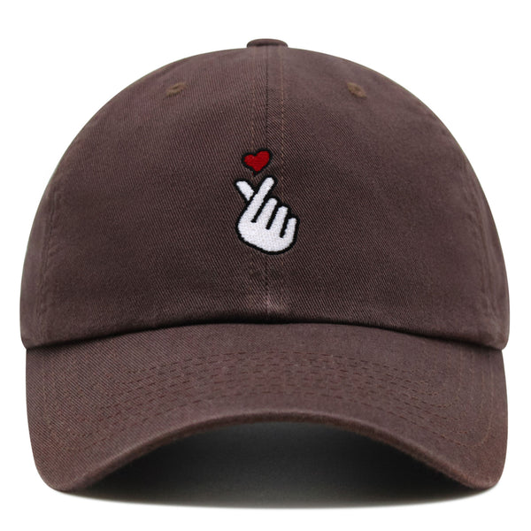 Korean Heart Finger Premium Dad Hat Embroidered Baseball Cap Korea Sign