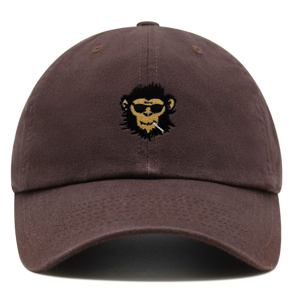 Smoking Monkey Premium Dad Hat Embroidered Baseball Cap Wild Animal Funny